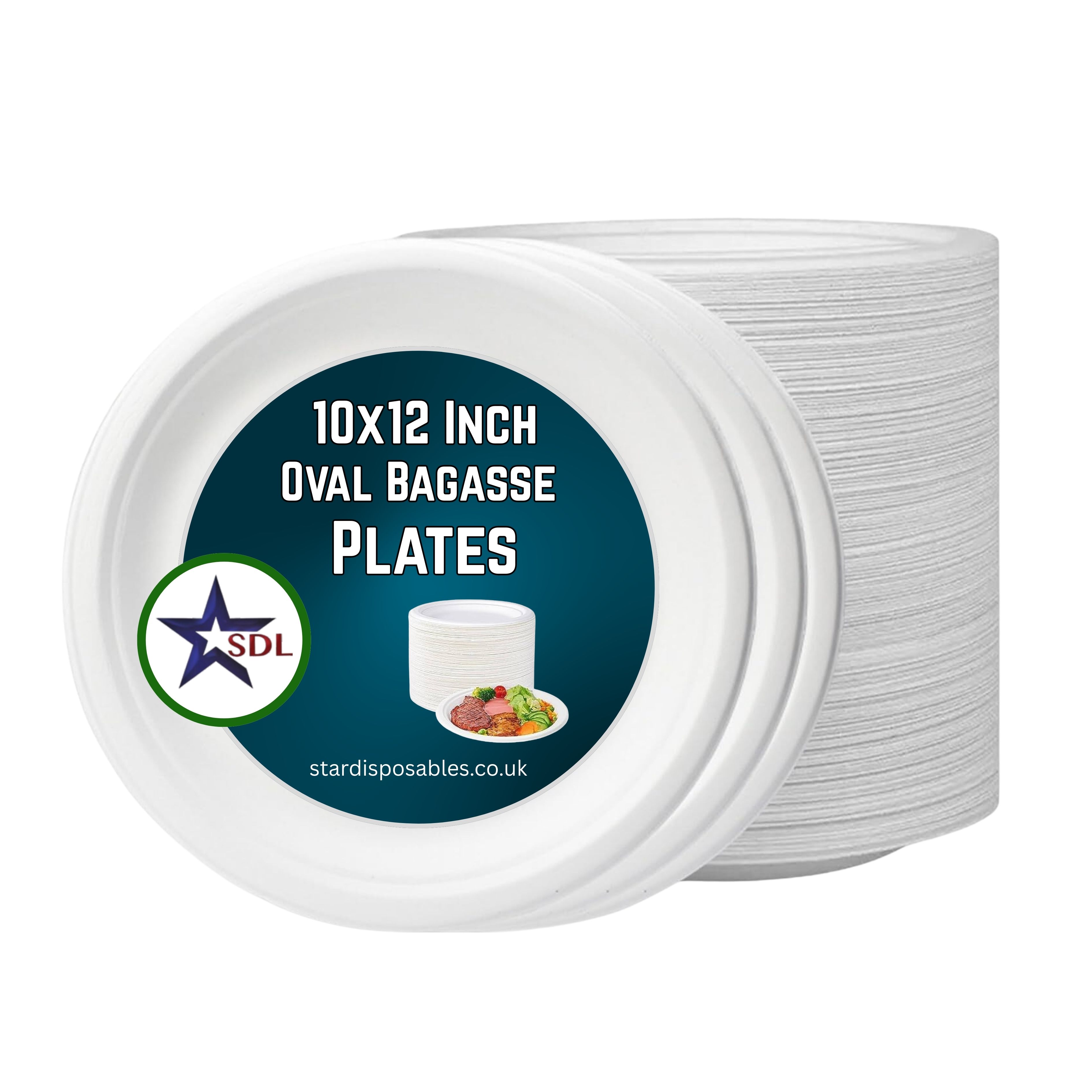 10x12 INCH OVAL BAGASSE PLATES